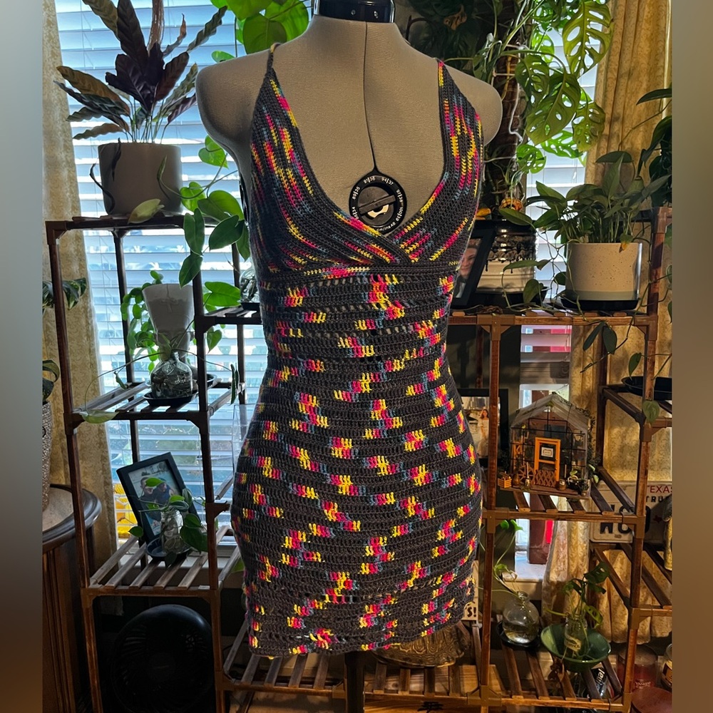 Multicolor Knit Halter Dress
